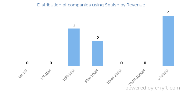 Squish clients - distribution by company revenue