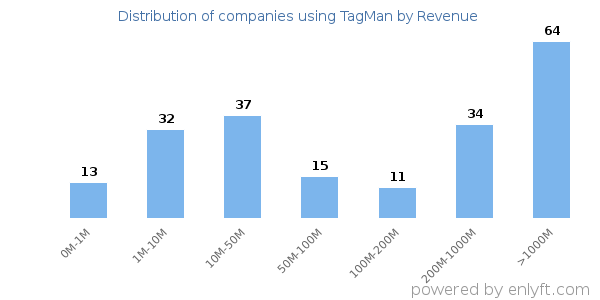 TagMan clients - distribution by company revenue