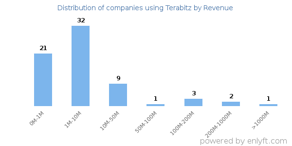 Terabitz clients - distribution by company revenue