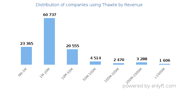 Thawte clients - distribution by company revenue
