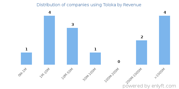 Toloka clients - distribution by company revenue