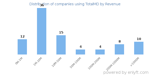 TotalMD clients - distribution by company revenue