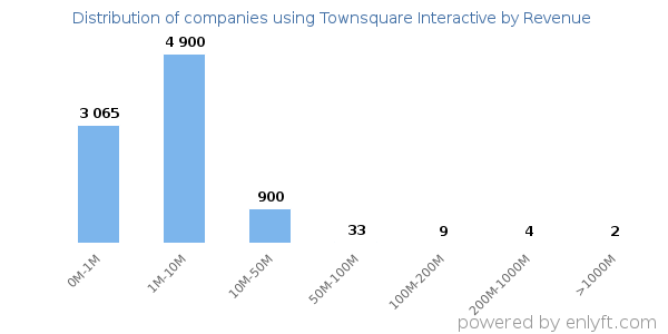 Townsquare Interactive clients - distribution by company revenue