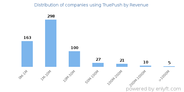 TruePush clients - distribution by company revenue