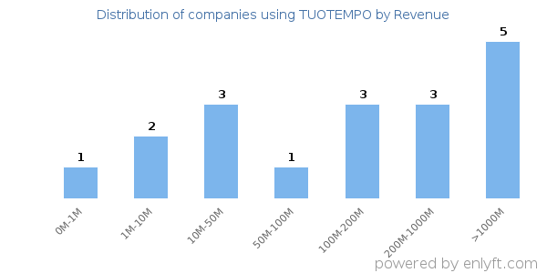 TUOTEMPO clients - distribution by company revenue