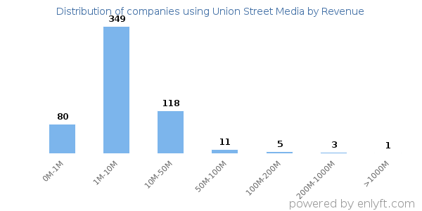 Union Street Media clients - distribution by company revenue