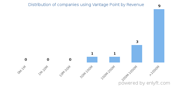 Vantage Point clients - distribution by company revenue