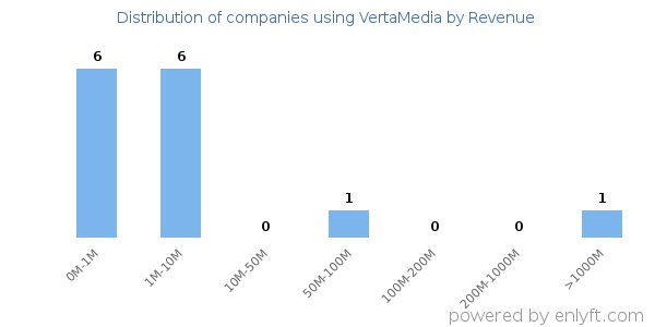 VertaMedia clients - distribution by company revenue