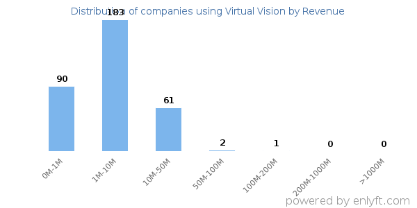 Virtual Vision clients - distribution by company revenue