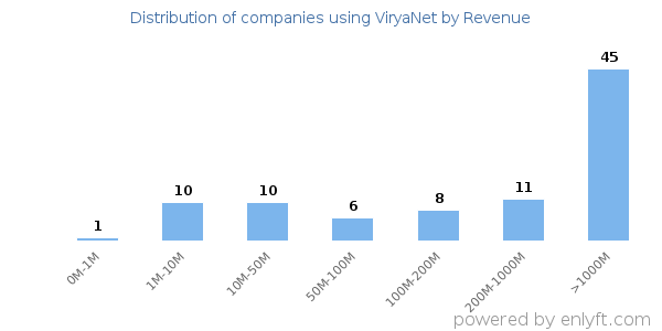 ViryaNet clients - distribution by company revenue