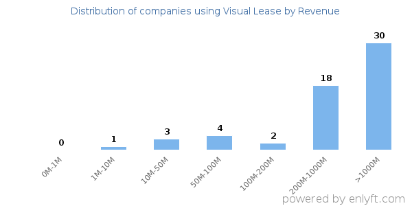 Visual Lease clients - distribution by company revenue