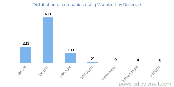 Visualsoft clients - distribution by company revenue