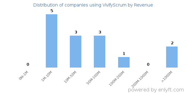 VivifyScrum clients - distribution by company revenue