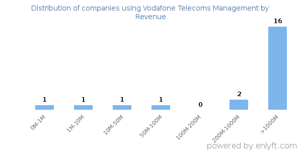 Vodafone Telecoms Management clients - distribution by company revenue