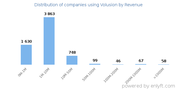 Volusion clients - distribution by company revenue