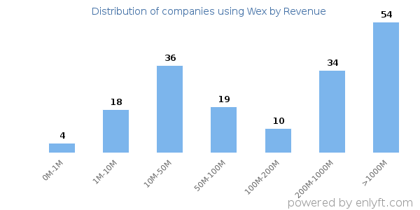 Wex clients - distribution by company revenue