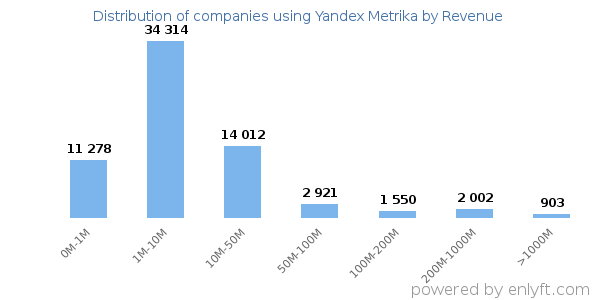 Yandex Metrika clients - distribution by company revenue