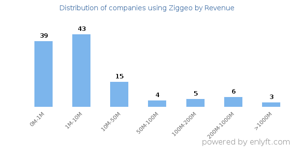 Ziggeo clients - distribution by company revenue